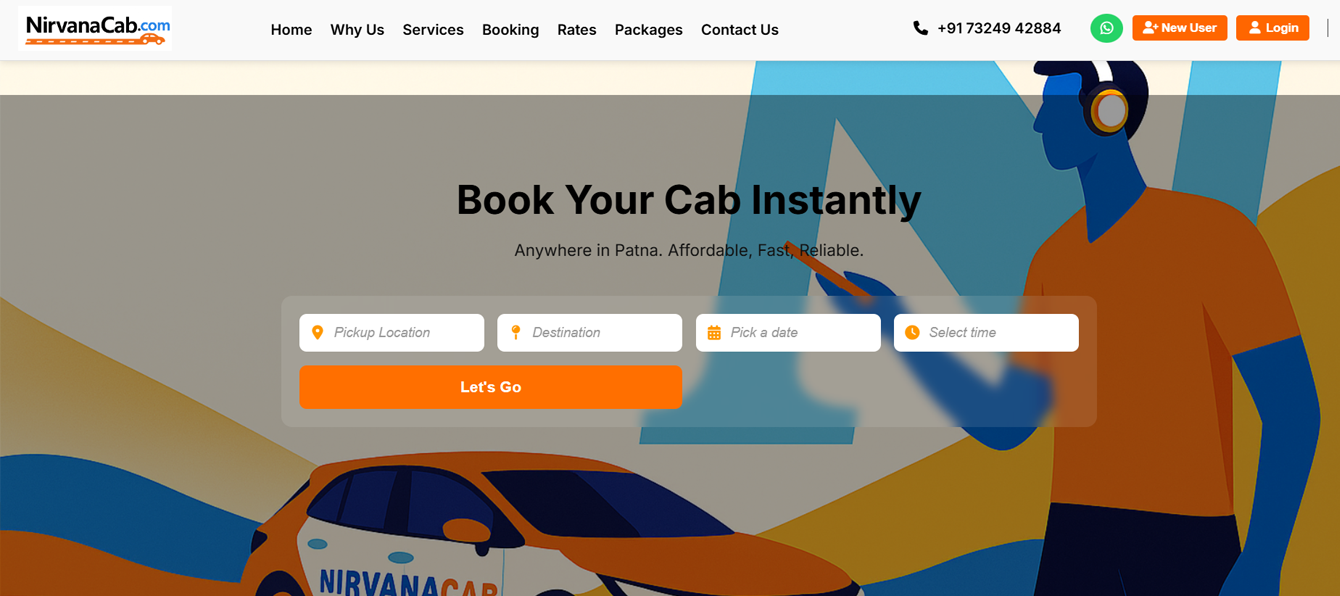 NirvanaCabs cab booking platform project by Themesgro